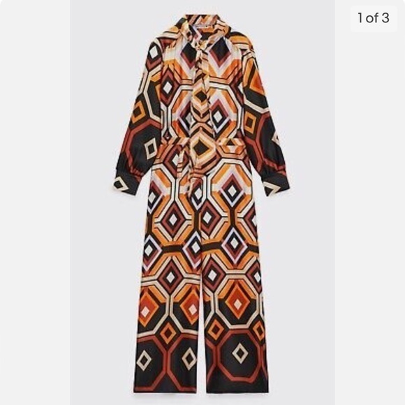 NEW!! ZARA PRINTED BELTED JUMPSUIT - Picture 4 of 12